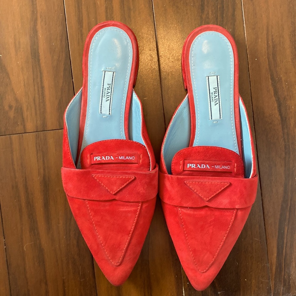 Red Prada loafers